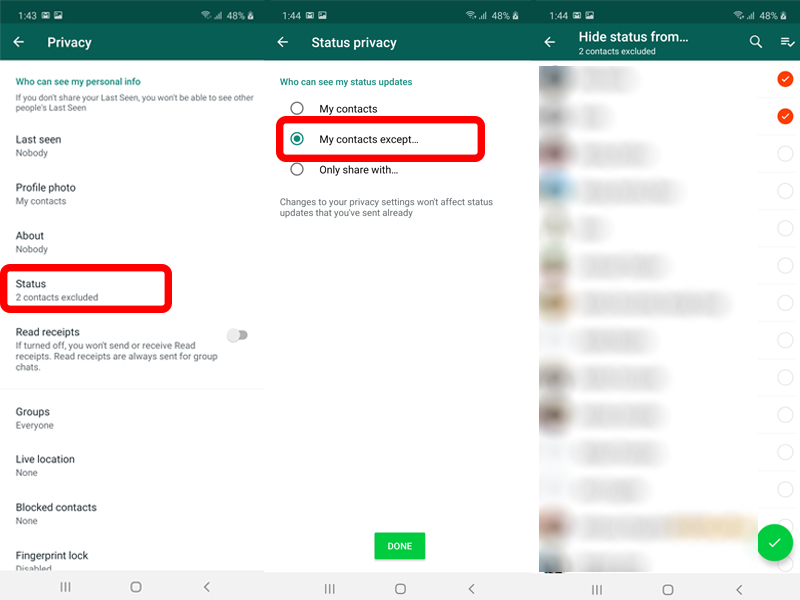 Cara membuat status WhatsApp tidak bisa dilihat orang lain